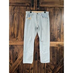 Rag and bone womens Sz 32 denim jeans light wash distressed heart patch EUC